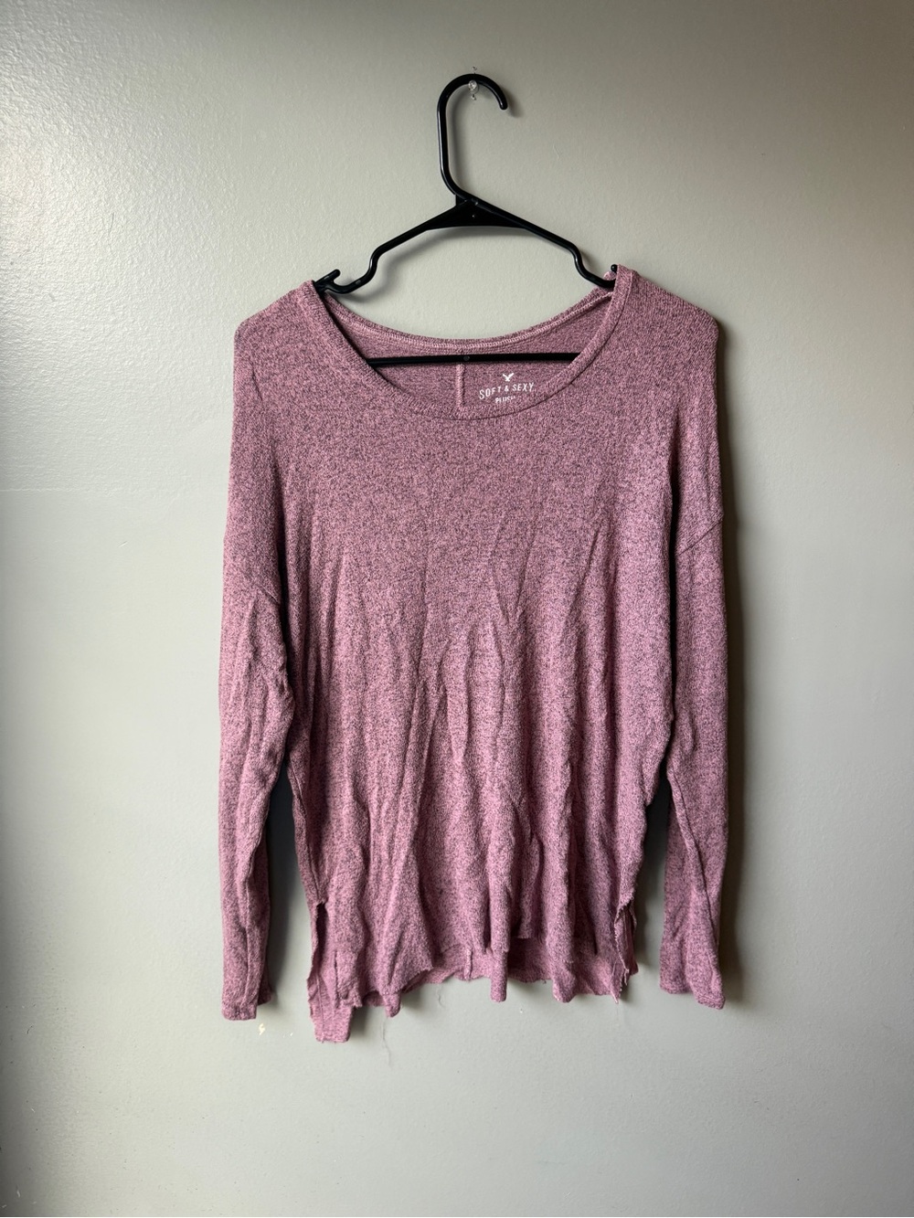American Eagle Soft & Sexy Plush Pink Long Sleeve Top Medium